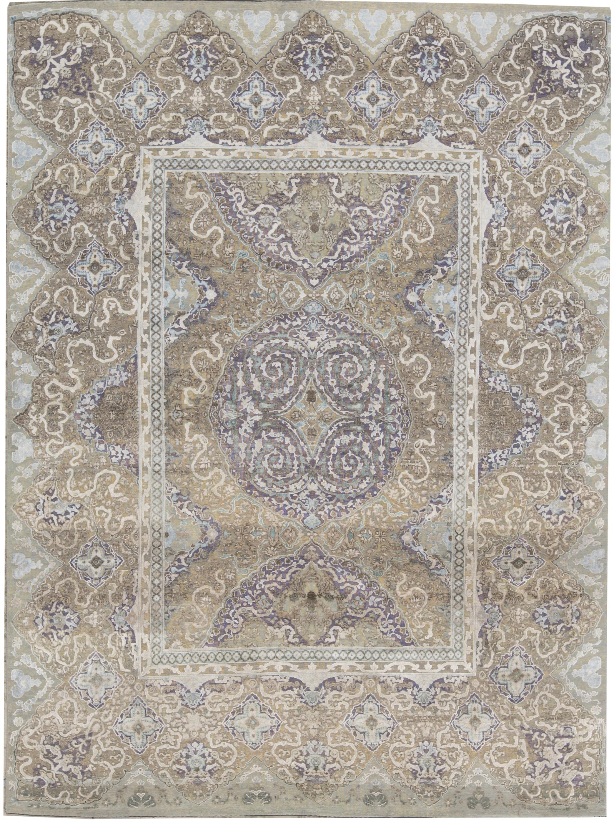 Hand-Woven One of a Kind Transitional Handwoven Wool Area Rug  7'9 x 10'6 For Sale