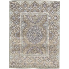 One of a Kind Transitional Handwoven Wool Area Rug  7'9 x 10'6