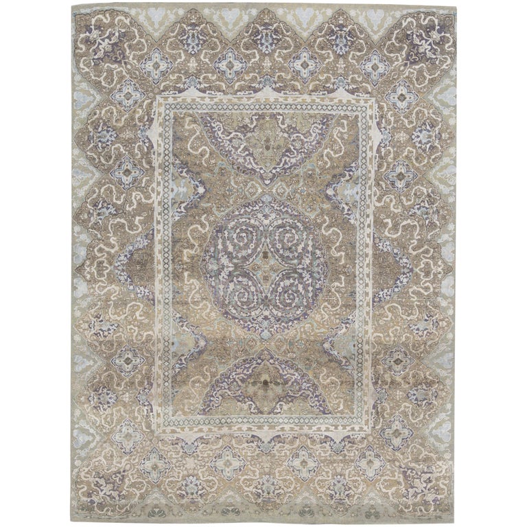 One of a Kind Transitional Handwoven Wool Area Rug 7'9 x 10'6 For Sale ...