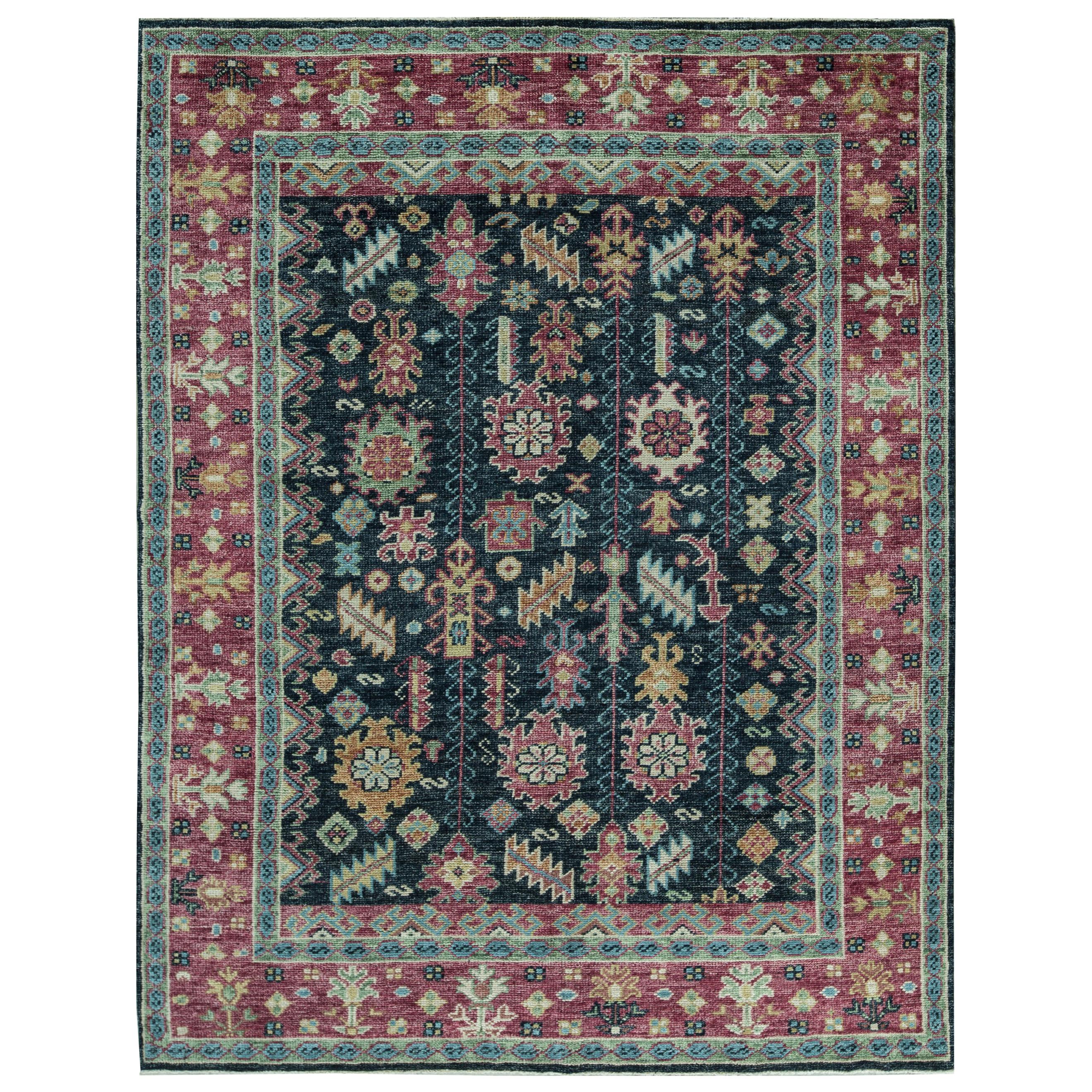 One of a Kind Transitional Handwoven Wool Area Rug 5'8 x 8'1