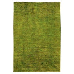 One-of-a-Kind Transitional Wool Hand Knotted Area Rug, Emerald