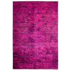 One-of-a-Kind Transitional Wool Hand Knotted Area Rug, Fuschia