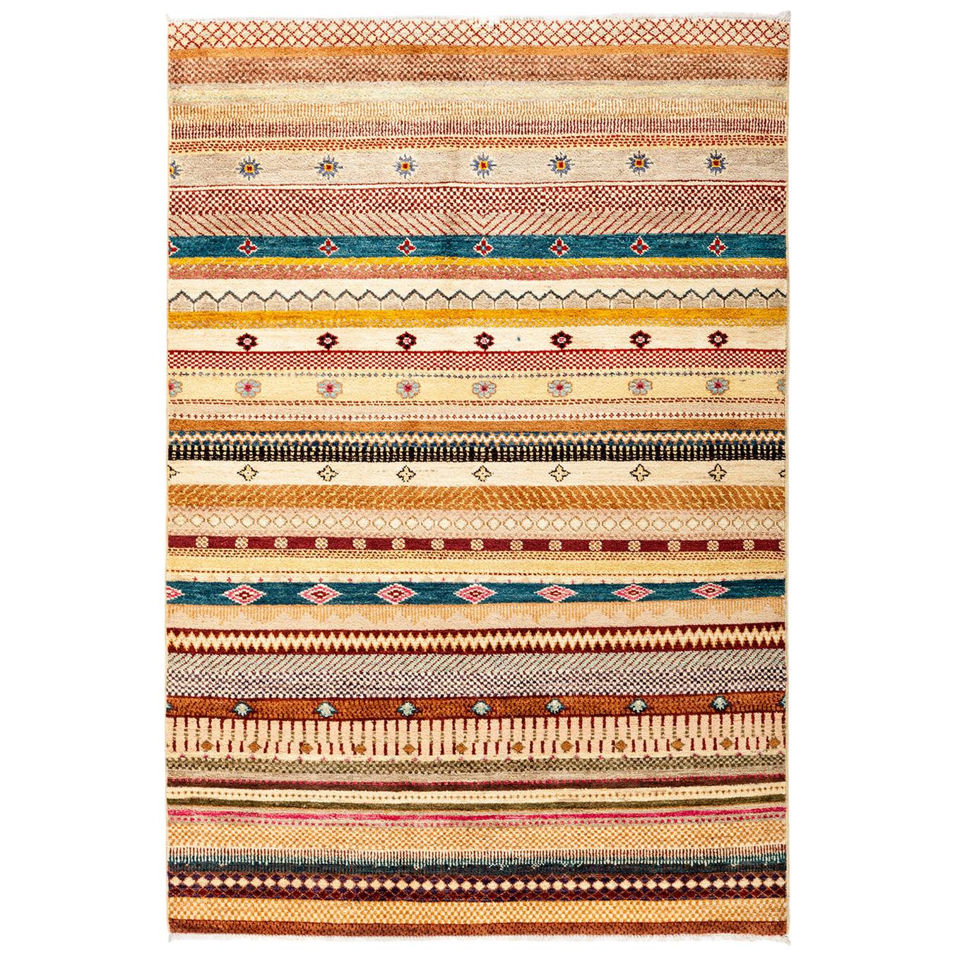 One-of-a-Kind Tribal Wool Hand Knotted Area Rug, Beige