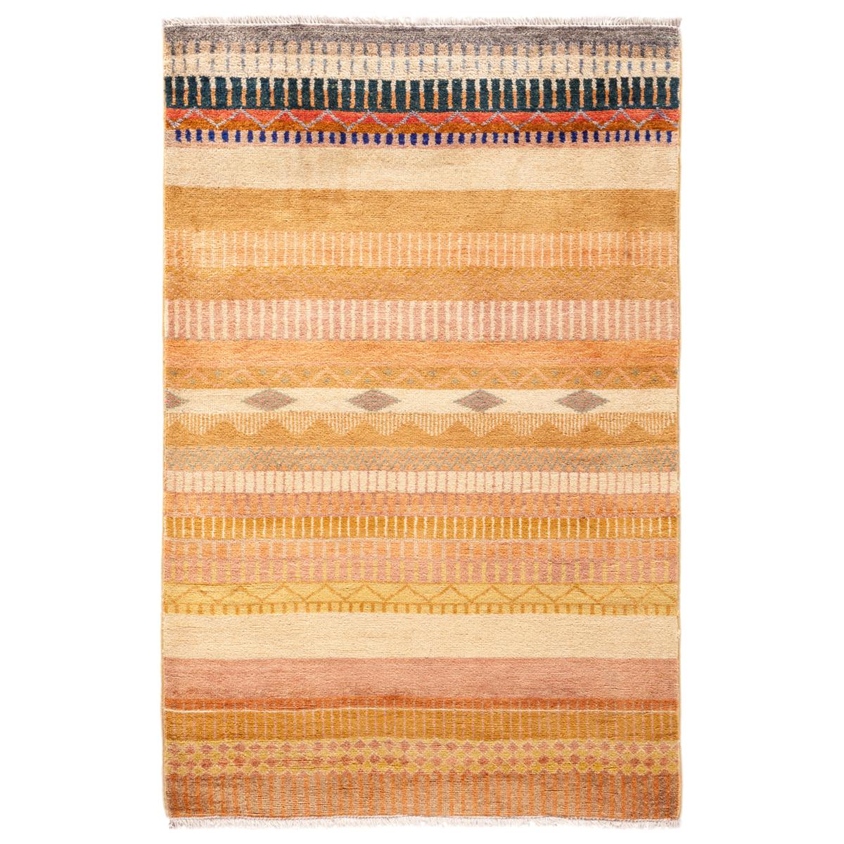 One of a Kind Tribal Wool Hand Knotted Area Rug, Caramel