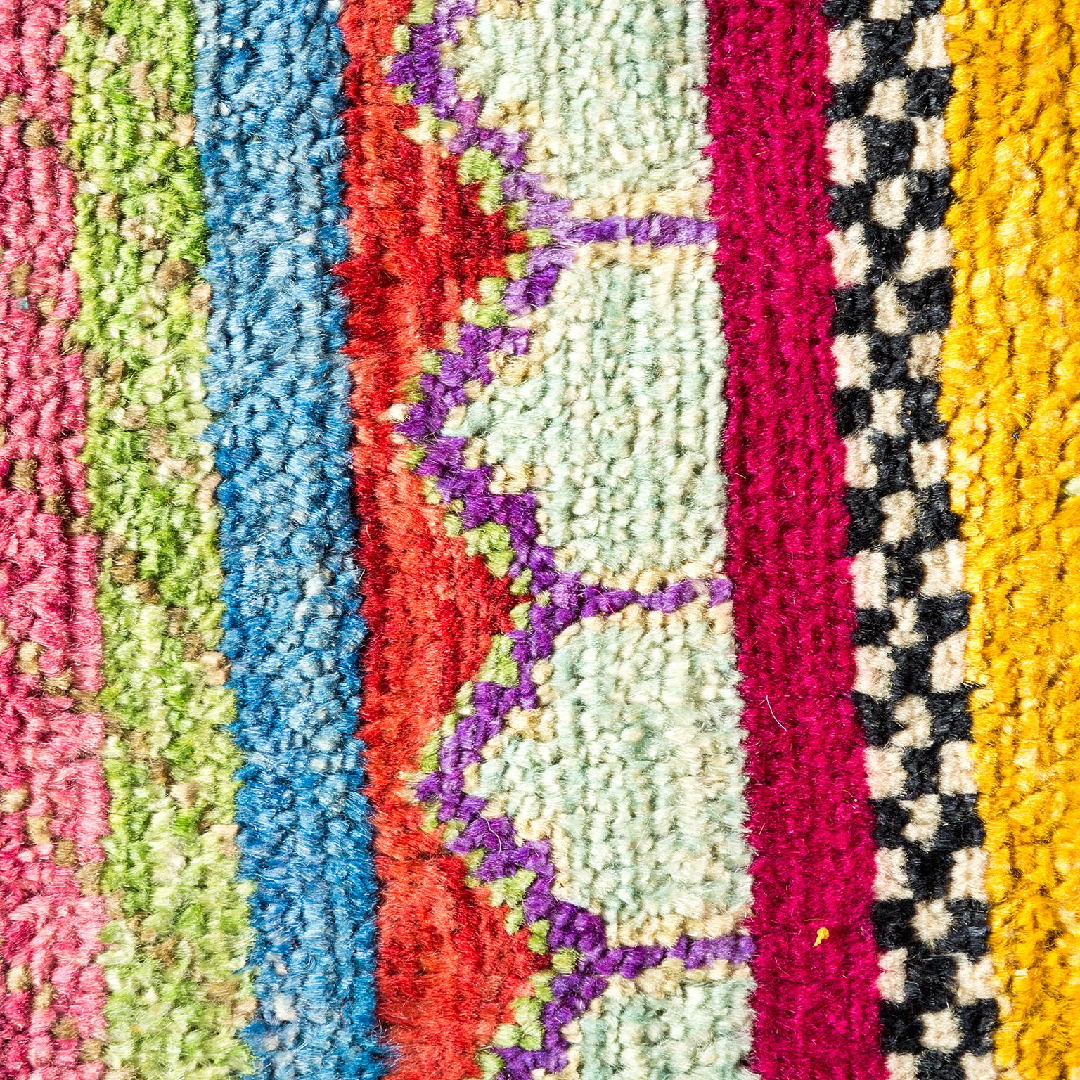 Hand-Knotted One of a Kind Tribal Wool Hand Knotted Area Rug, Magenta