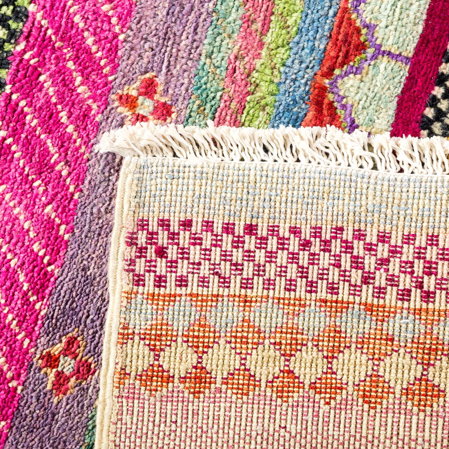 One of a Kind Tribal Wool Hand Knotted Area Rug, Magenta In New Condition In Norwalk, CT