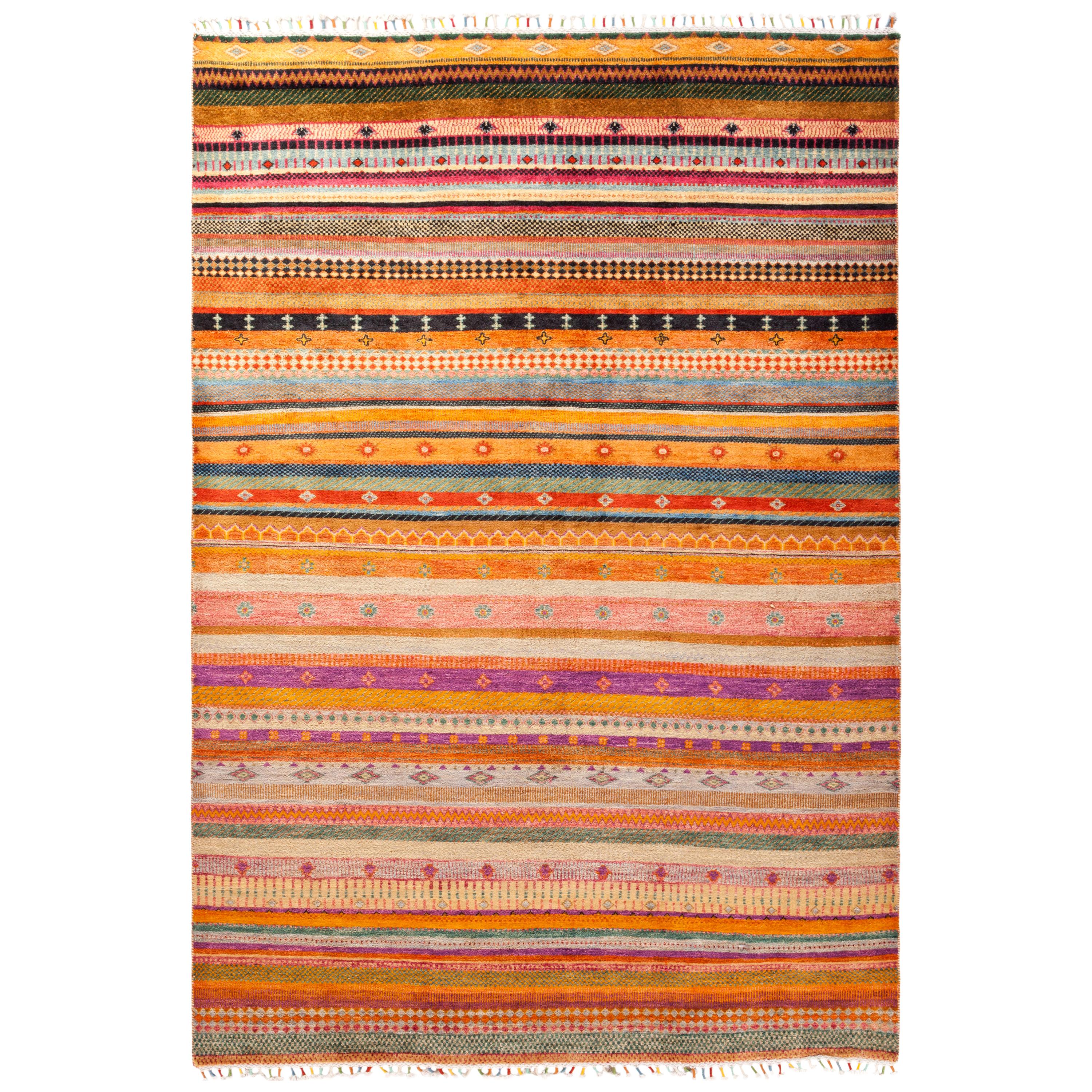 One of a Kind Tribal Wool Hand Knotted Area Rug, Tangerine