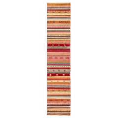 One of a Kind Tribal Wool Hand Knotted Runner Rug, Crimson