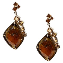 One of a kind Tumalines and Citrines earrings