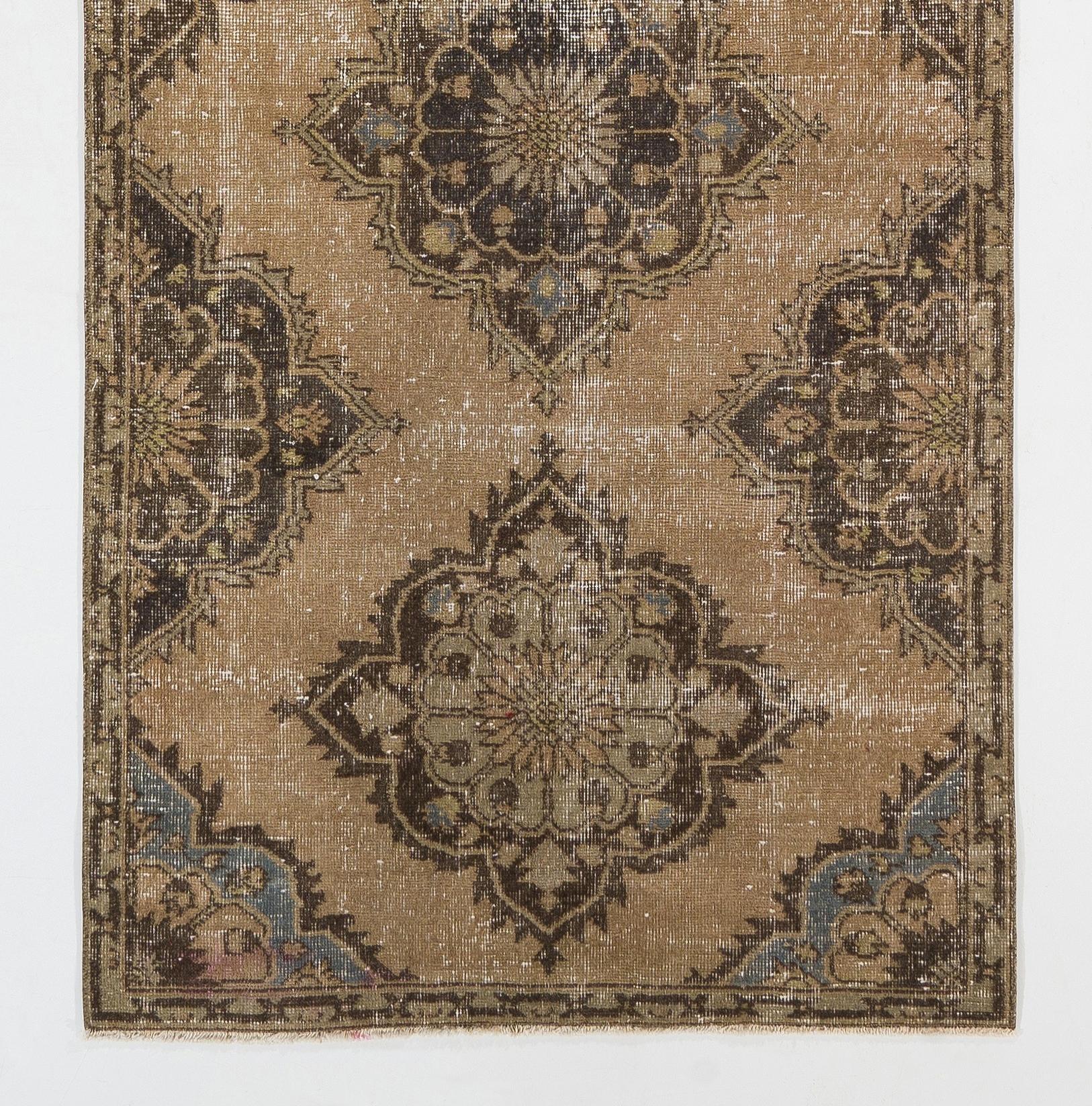 Hand-Knotted One-of-a-kind Turkish Oushak Runner Rug, Handmade Carpet for Hallway For Sale