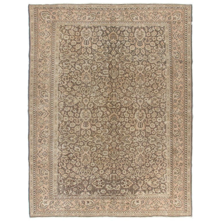 9.2x12 Ft One-of-a-Kind Turkish Sivas Rug in Soft Taupe Brown and Beige ...