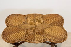 One of a Kind Unique Dutch Colonial Bamboo Side Table with Star Image Inlay