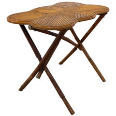 One of a Kind Unique Dutch Colonial Bamboo Side Table with Star Image Inlay