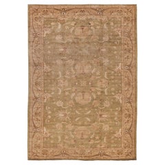 ÚNICA EN SU ESPECIE Alfombra anudada a mano Ziegler de tejido antiguo, color beige - 12'4 "x17'7