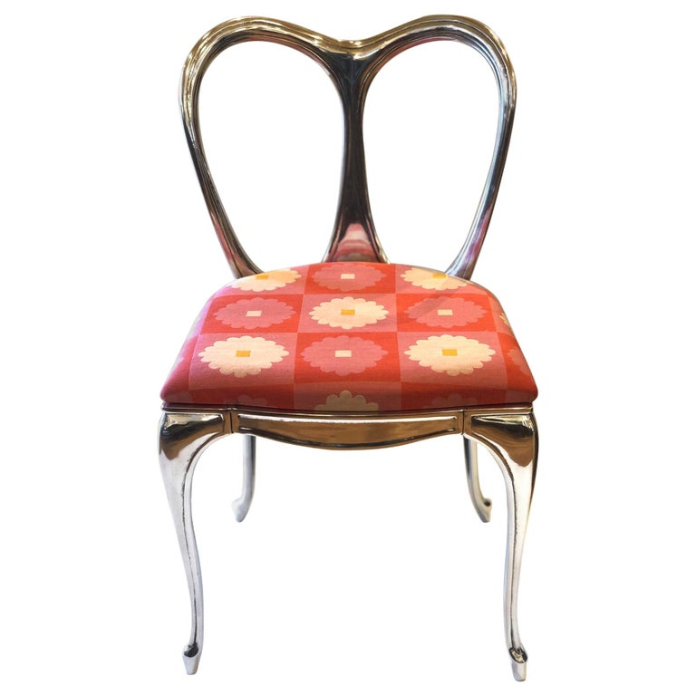 One Of A Kind Vanity Chair In Polished Cast Aluminum Art Nouveau