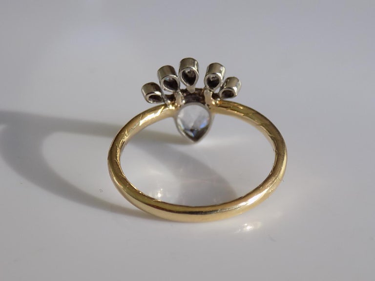 One of a Kind Victorian 18 Karat Gold Silver Diamond Crowned Heart Ring For  Sale at 1stDibs