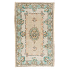 6x9.5 Ft Retro French Style Floral Rug in Soft Colors. Mid-Century Carpet 