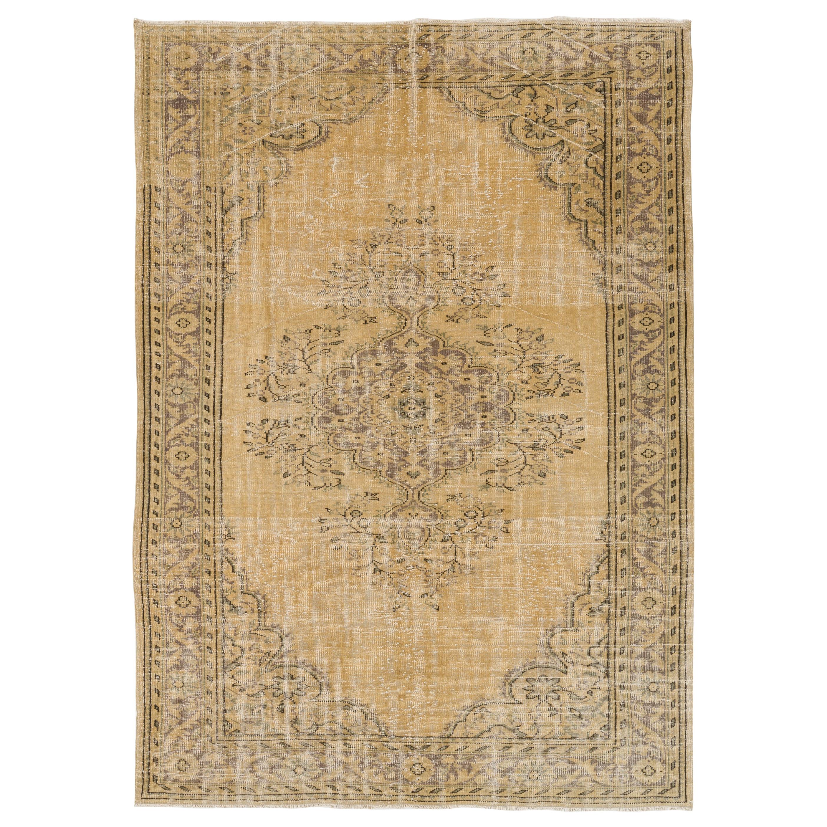 One of a Kind Vintage Oushak Area Rug. 7x11 Ft Ideal for Office & Home decor For Sale