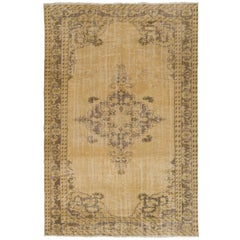 Tapis Oushak vintage noué à la main aux couleurs douces, unique en son genre, de 7,3 x 17,7 m.