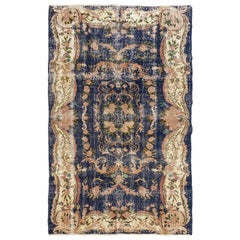 One of a Kind Vintage Hand Knotted Turkish Rug in French Savonnerie Style