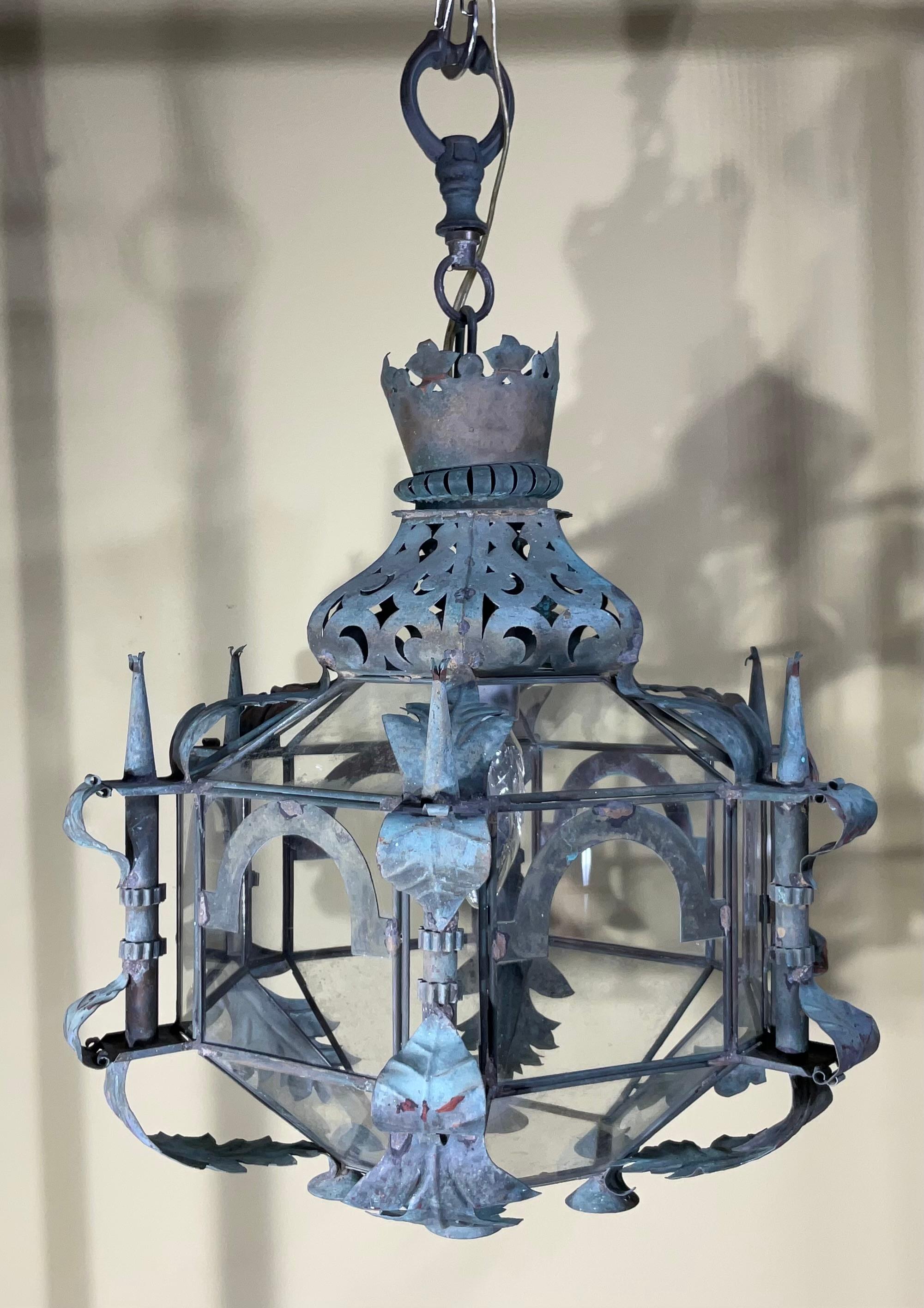 Hand-Crafted One of a Kind Vintage  Hanging Chandelier, Lantern For Sale