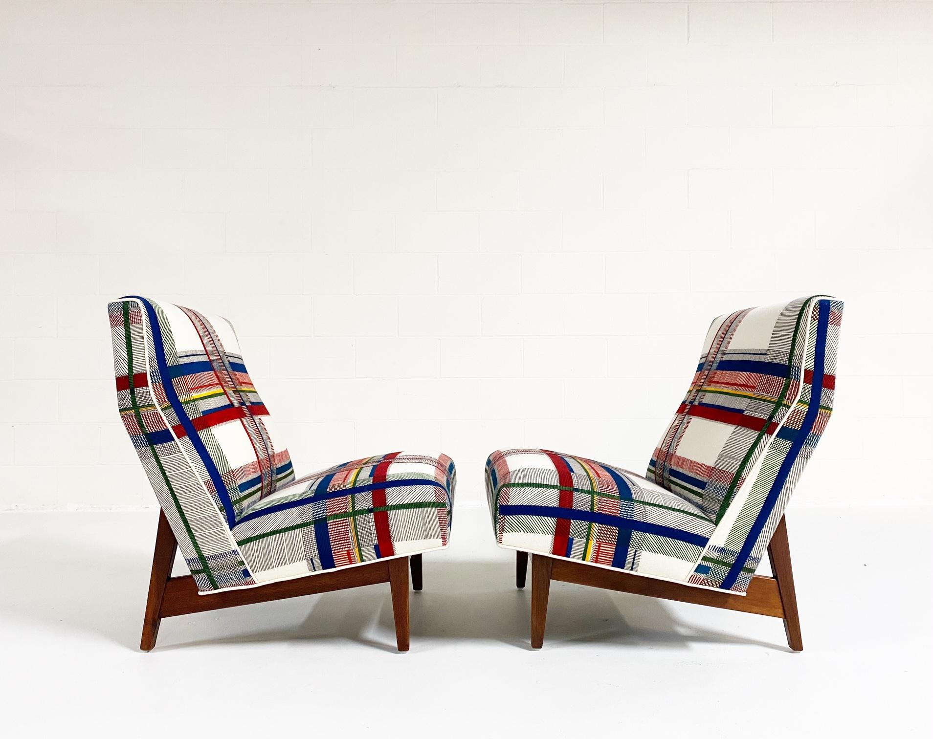 Mid-Century Modern One of a Kind Vintage Jens Risom Slipper Chair in Hermès Wool, One Available