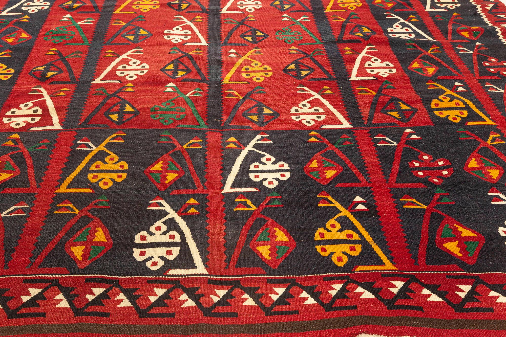 20th Century One-of-a-kind Vintage Kilim Red Rug For Sale