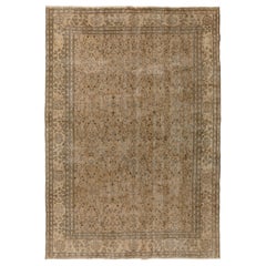 8.6x1,7 m, einzigartiger Oushak-Teppich im Vintage-Stil mit floralem All-Over-Muster