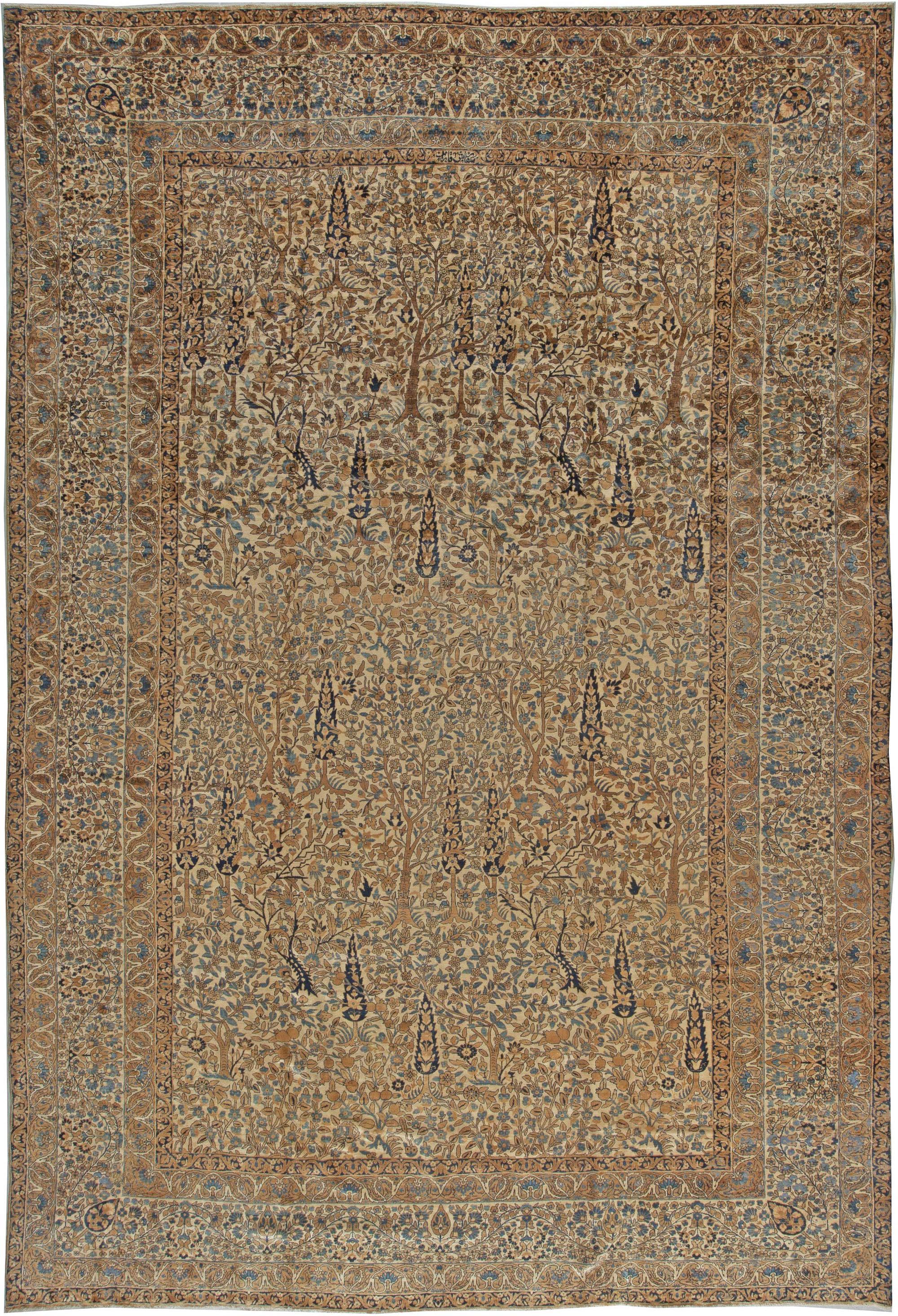Vintage Persian Kirman Hand Knotted Wool Carpet