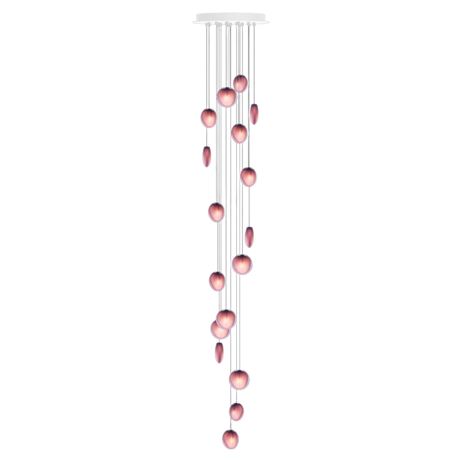 Lampadario a 17 bracci in vetro soffiato a mano, colore viola, realizzato da Matthew McCormick Studio in vendita