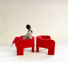 One of a Kind Vladimir Kagan Style Armchairs Restored in Loro Piana Velvet, Pair