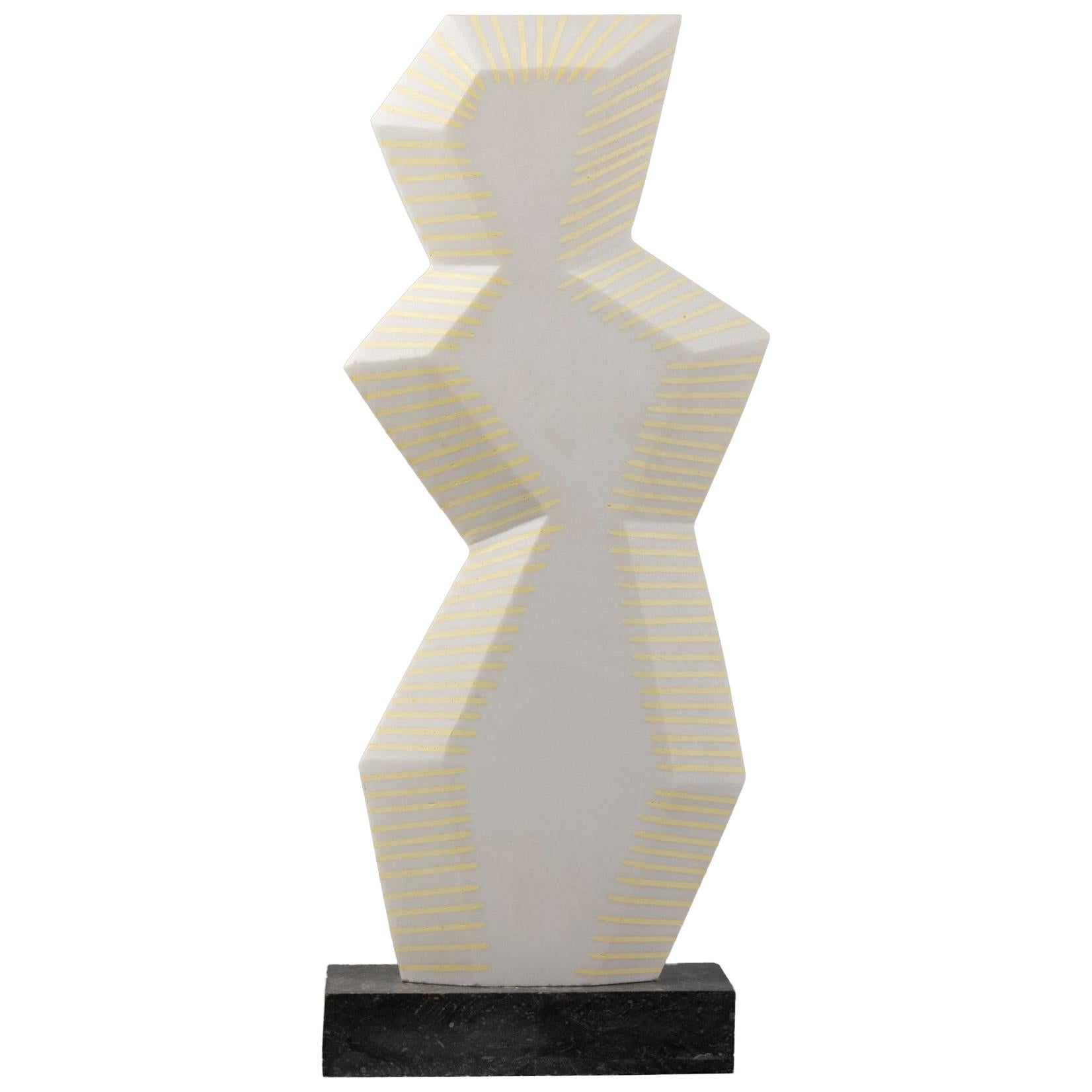 One of a Kind White Carrara Marble Sculpture, "Woman", by SAVY, France, 2005 For Sale