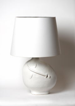 One of a Kind White Ceramic Base Lamp Signed by Dalo