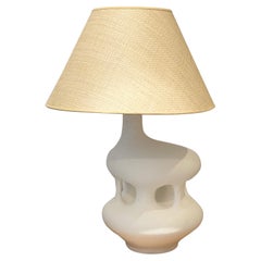 One of a Kind White Ceramic Lamp Base Signed by Dalo