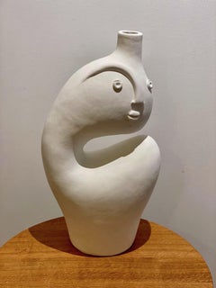 One of a Kind White Ceramic Sculpture or Lamp Base Signed by Dalo