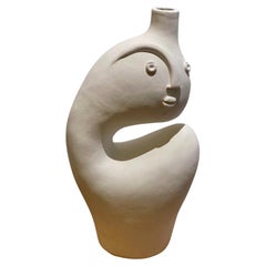 Sculpture ou base de lampe en céramique blanche unique en son genre signée par Dalo