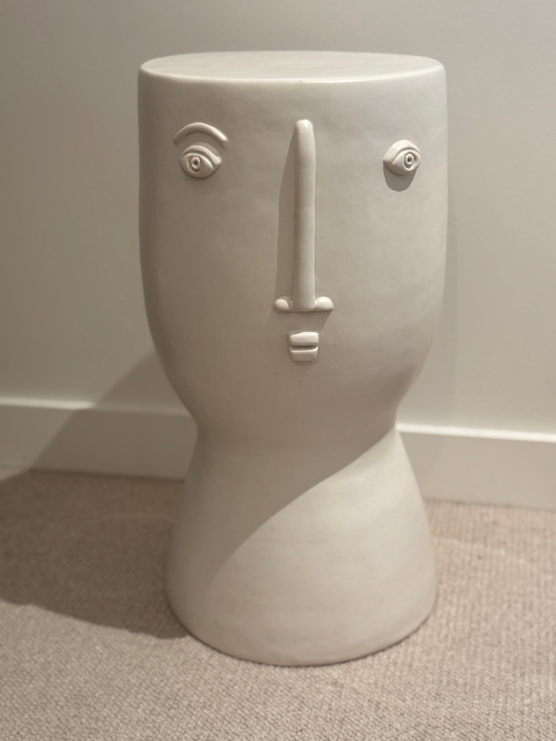One of a Kind white Enamel Ceramic Stools or Side Tables 