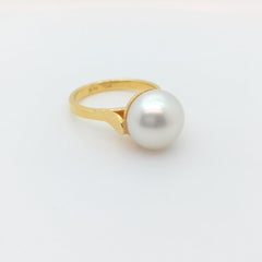 One of a Kind White Pearl and Yellow Gold Ring