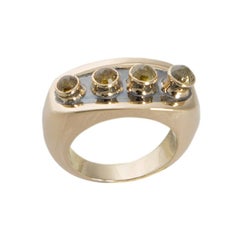 One of a Kind Yellow Rose Cut Diamond 18 Karat Yellow Gold Band Ring