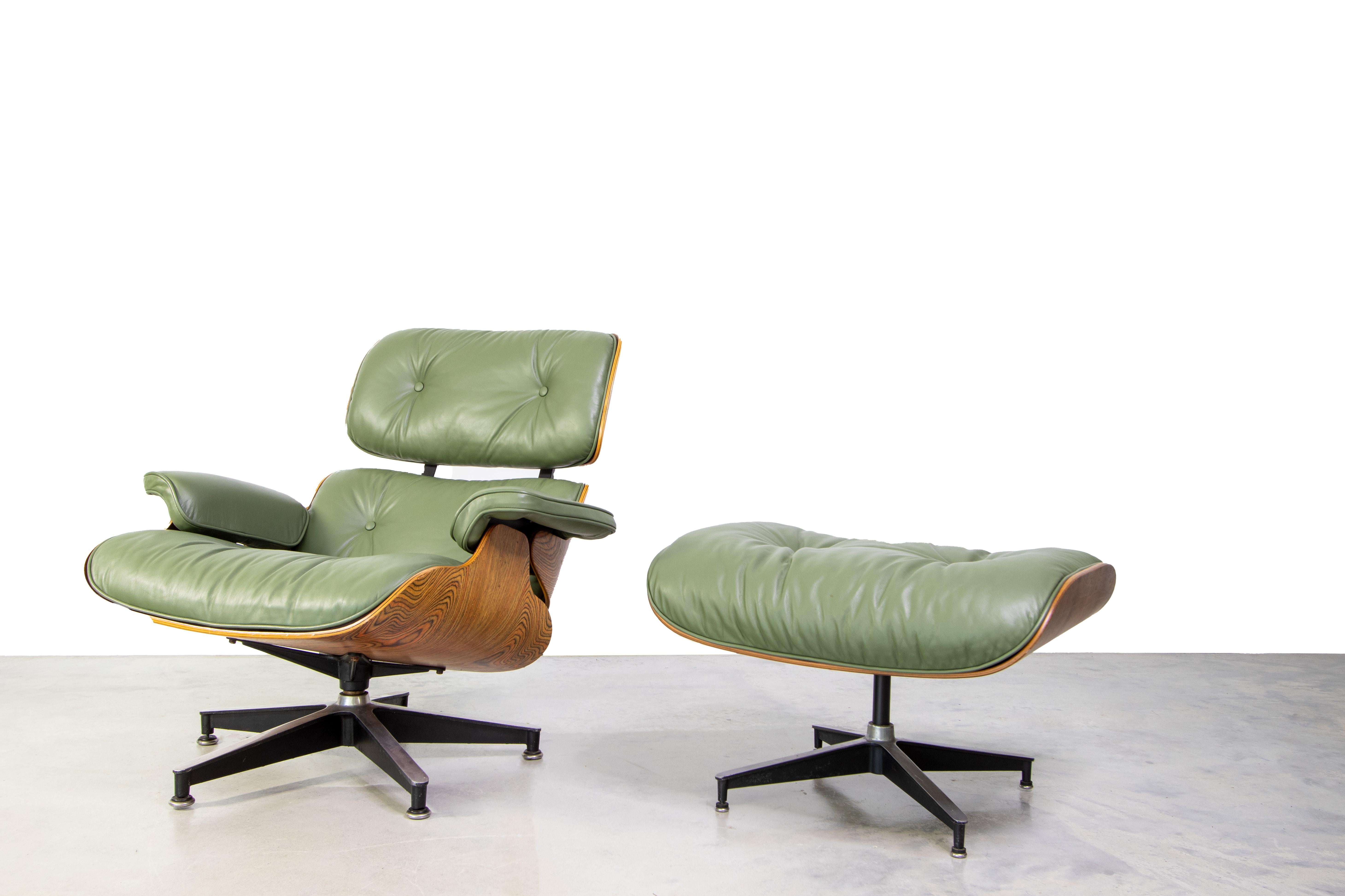 Mid-Century Modern One of a Kind Zebrawood Eames Lounge Chair for Herman Miller w/ Rosewood Ottoman