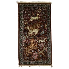 One of a King Small Vintage Kashmir Silk Hand Knotted Rug