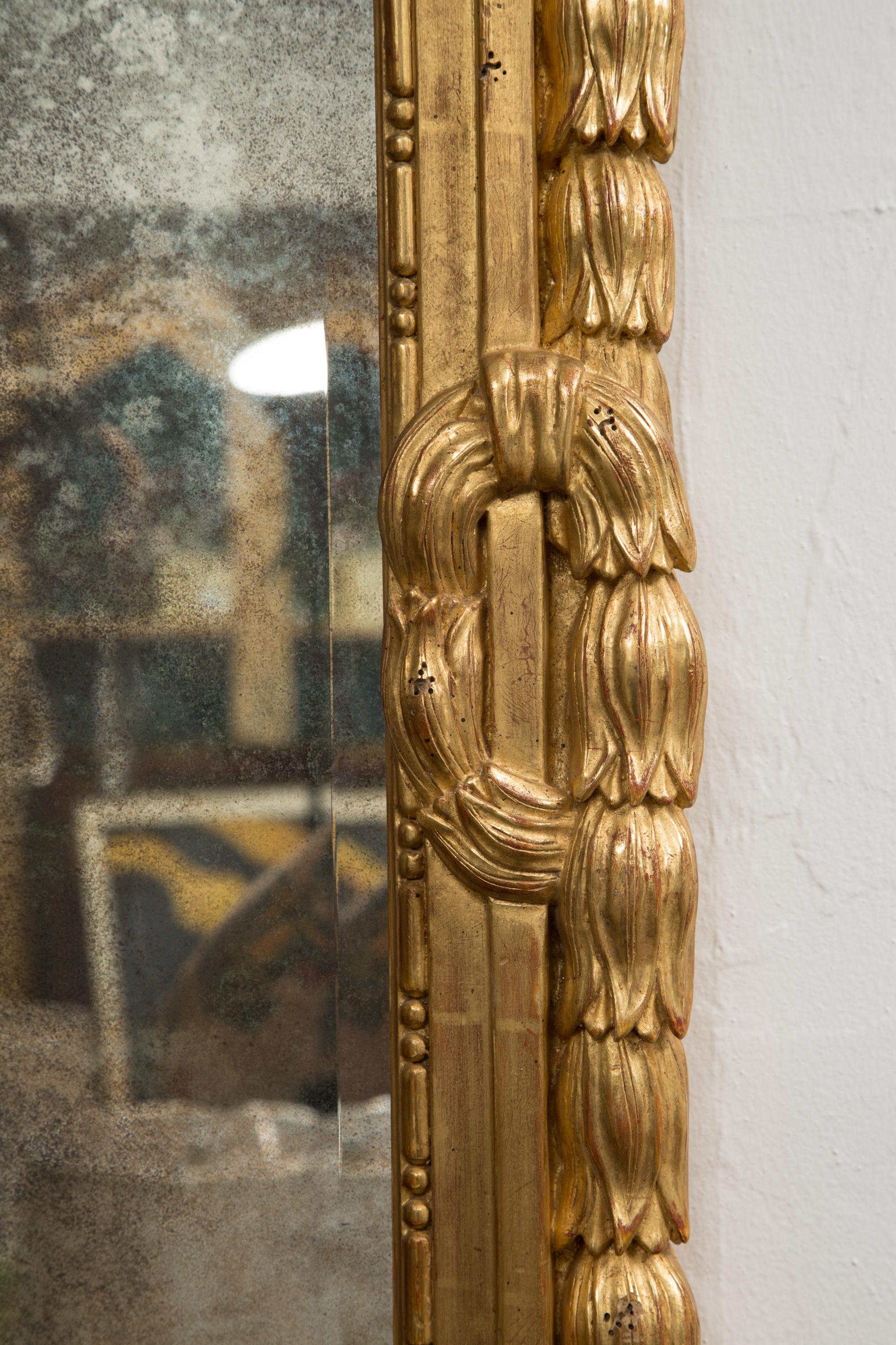 20th Century One of a Pair of Carved Giltwood Italian Wall Mirrors
