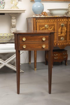 One of a Pair of English George III Style Mahogany Two-Drawer Side Tables