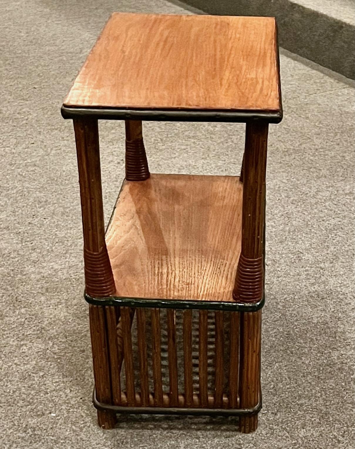 Art déco One of a Pair of Matching Rattan Quarter Sawn Oak topped Side - Lamp Tables en vente