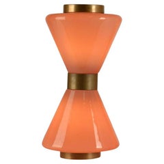 One of a pair of Pink Murano Table Lamps Hourglass 1950's Vistosi Style