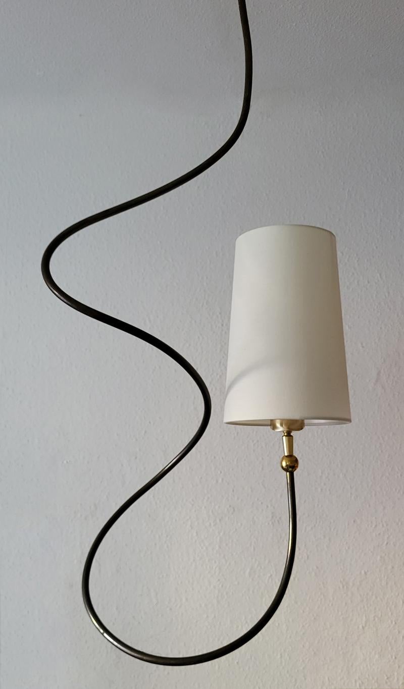 Minimalist One of ... Beautiful German Organic Sculptural Brass Ceiling Pendant Light For Sale