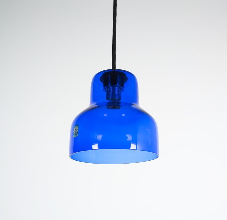 Mid-Century Modern One of Five Blue Murano Glass Pendant Lamps, circa 1980