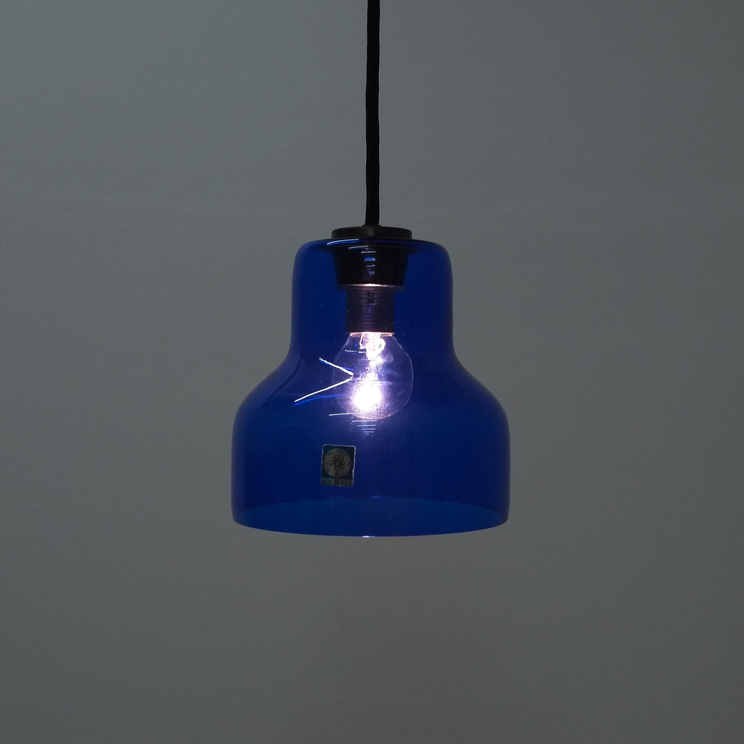 One of Five Blue Murano Glass Pendant Lamps, circa 1980 In Good Condition In Vienna, AT