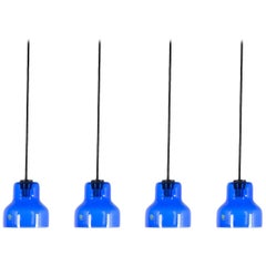 One of Five Blue Murano Glass Pendant Lamps, circa 1980