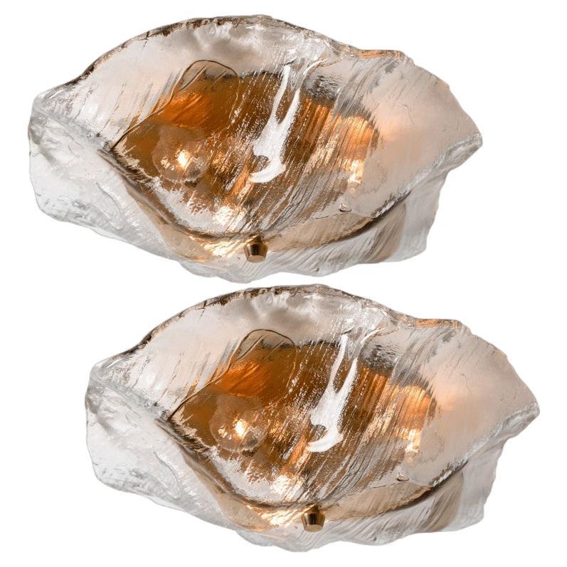 Une des cinq J.T. Appliques encastrées Kalmar Franken Brown and Clear Flush Mounts, 1960